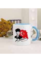 Öğretmenler Günü Hediyesi Atatürk  Mavi Kupa Bardak