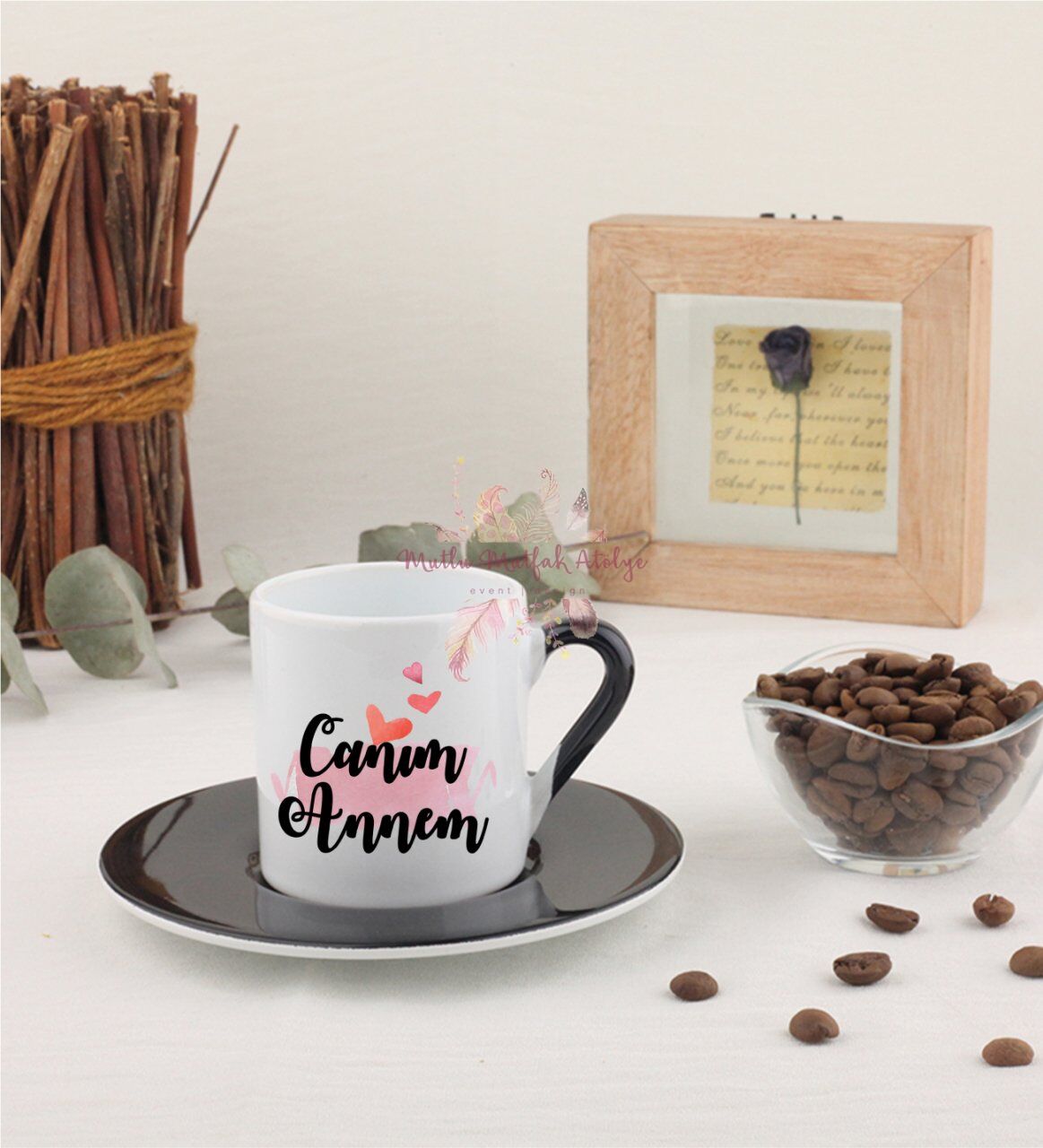 Anneler Günü Canım Annem Siyah Türk Kahvesi Fincanı