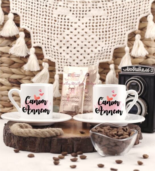 Anneler Günü Canım Annem İkili Türk Kahvesi Fincanı