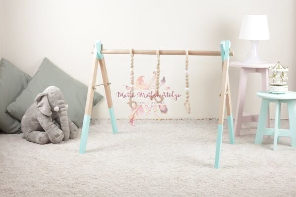 Liye Baby Bebek Mint Yeşili Ahşap Egzersiz Oyun Alanı 75 cm