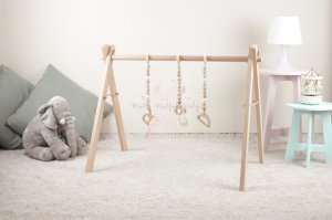 Liye Baby Ahşap Bebek Egzersiz Oyun Alanı 75 cm-Naturel