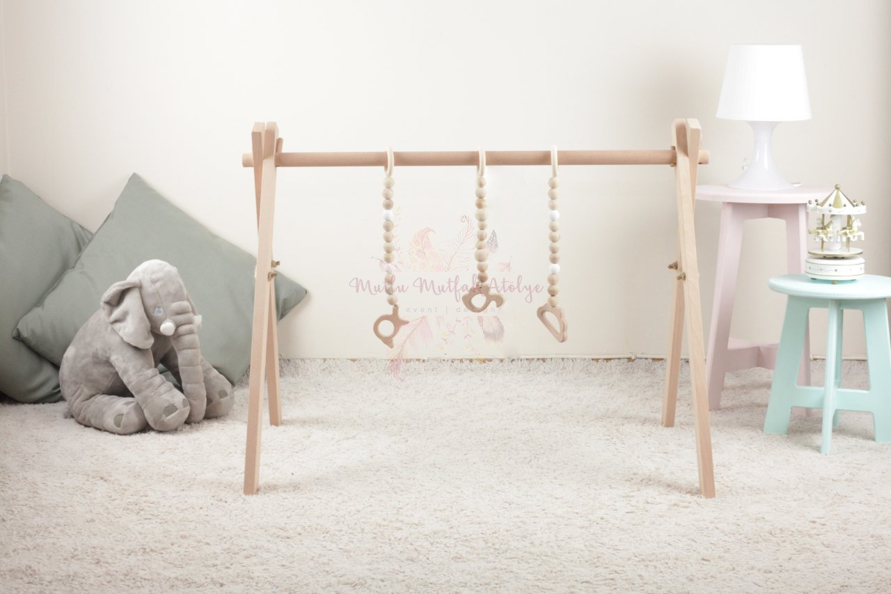 Liye Baby Oyuncaksız Ahşap Bebek Egzersiz Oyun Alanı 75 cm-Naturel