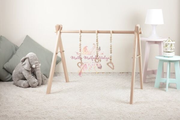 Liye Baby Oyuncaksız Ahşap Bebek Egzersiz Oyun Alanı 75 cm-Naturel