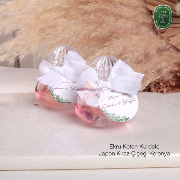 Yuvarlak Cam Şişe Eyüp Sabri Tuncer Kolonya Nişan Hediyeliği