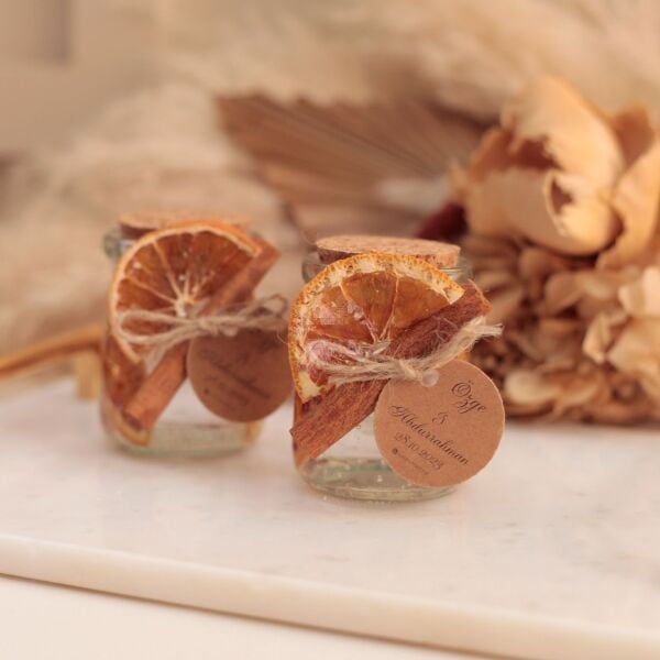 Hediyelik Portakallı Tarçınlı Jel Mum