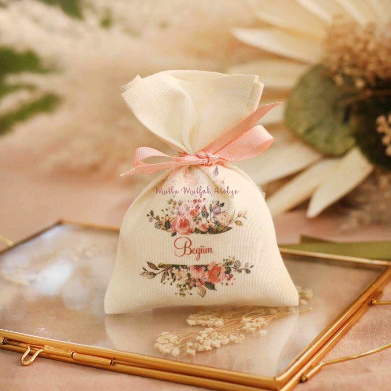 Hediyelik Baskılı Lavanta Kesesi Güpürsüz