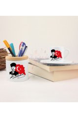 Öğretmenler Günü Hediyesi Atatürk  Kalemlik ve Türk Kahvesi Fincanı