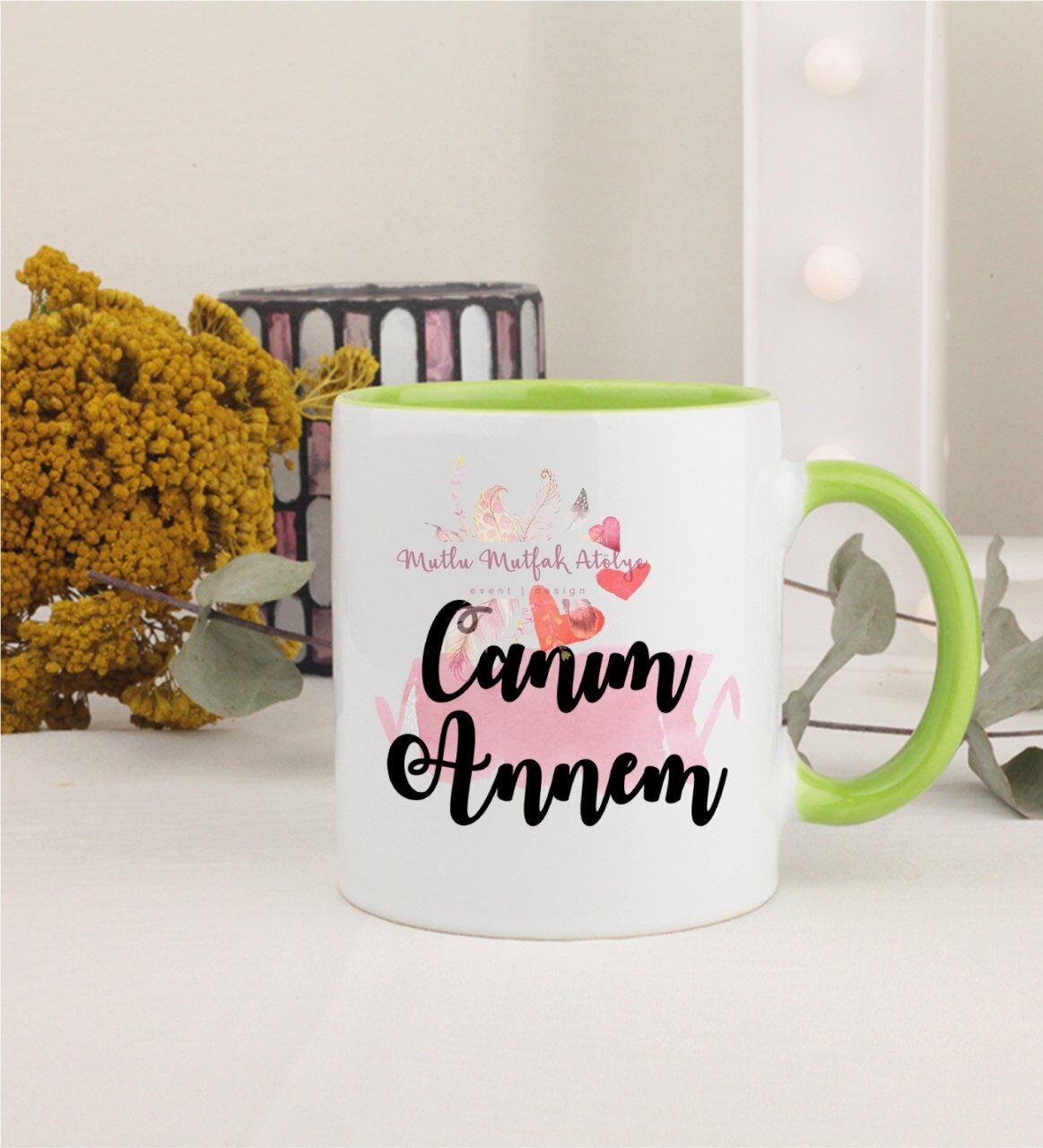 Anneler Günü Canım Annem Yeşil Kupa Bardak