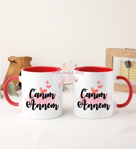 Anneler Günü Canım Annem İkili Kırmızı Kupa Bardak