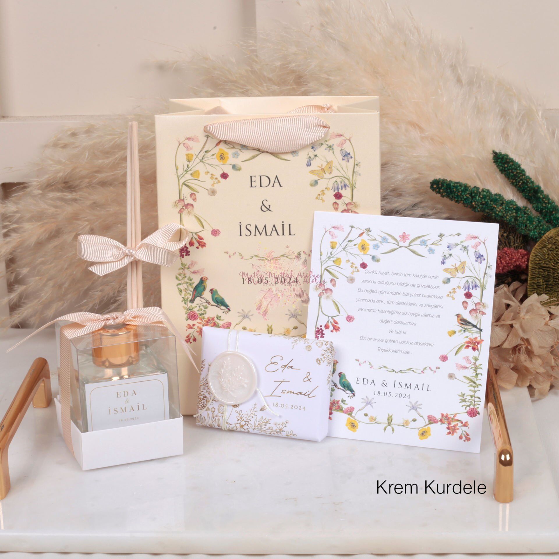 Hediyelik Oda Kokusu, Mühürlü Kokulu Sabun Supla Not Kartı ve Baskılı Çanta