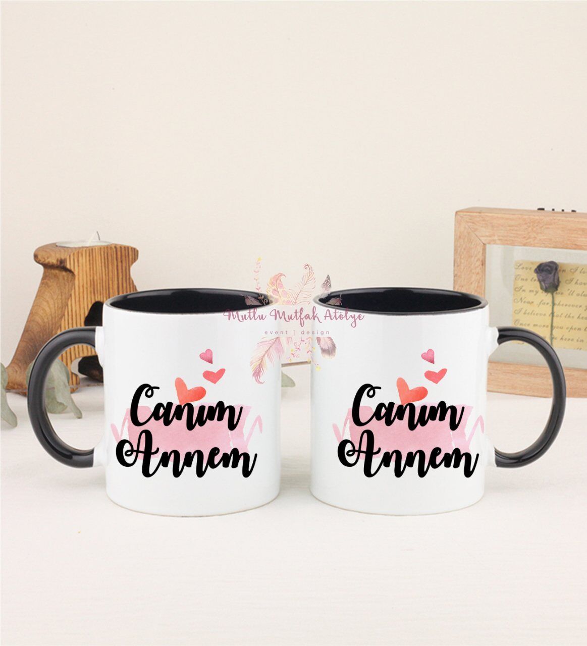 Anneler Günü Canım Annem İkili Siyah Kupa Bardak