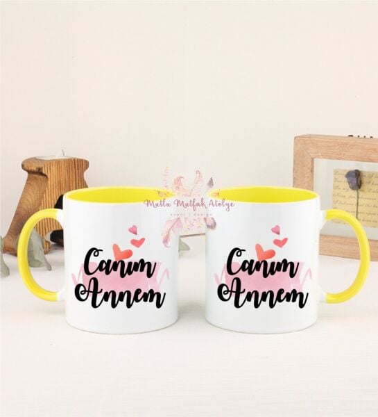 Anneler Günü Canım Annem İkili Sarı Kupa Bardak