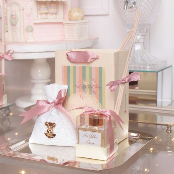 Hediyelik Oda Kokusu, Pleksili Lavanta Kesesi ve Baskılı Karton Çanta Seti