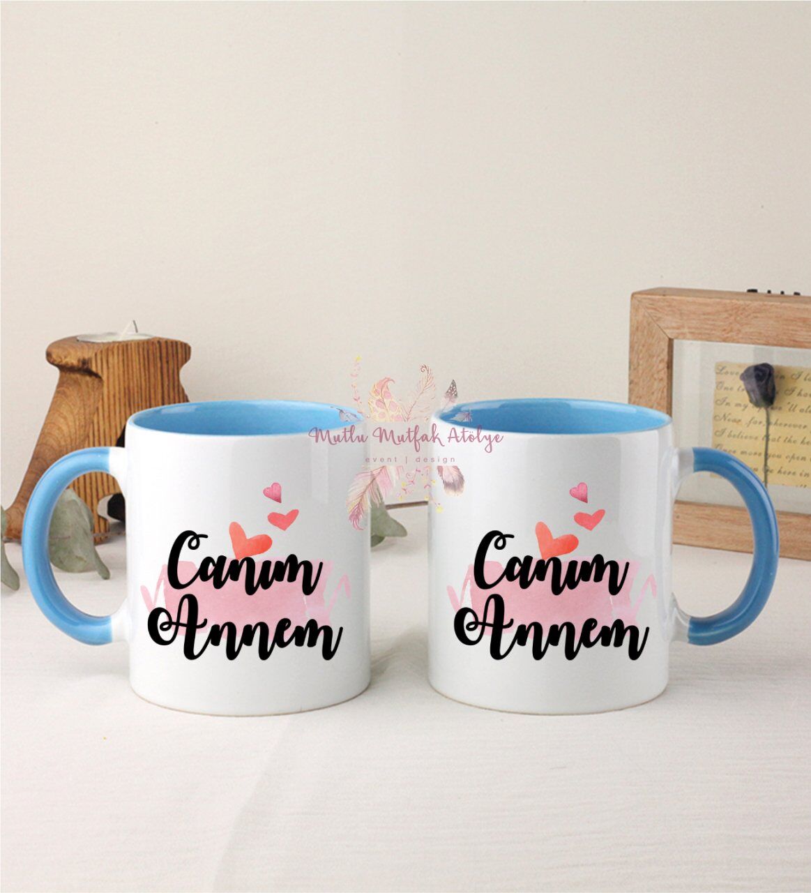 Anneler Günü Canım Annem İkili Mavi Kupa Bardak