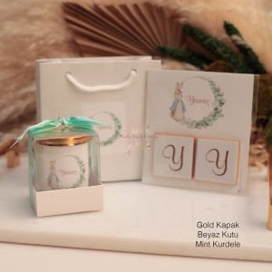 Hediyelik Kokulu Kapaklı Mum, Kartlı Çikolata Ve Karton Çanta Seti