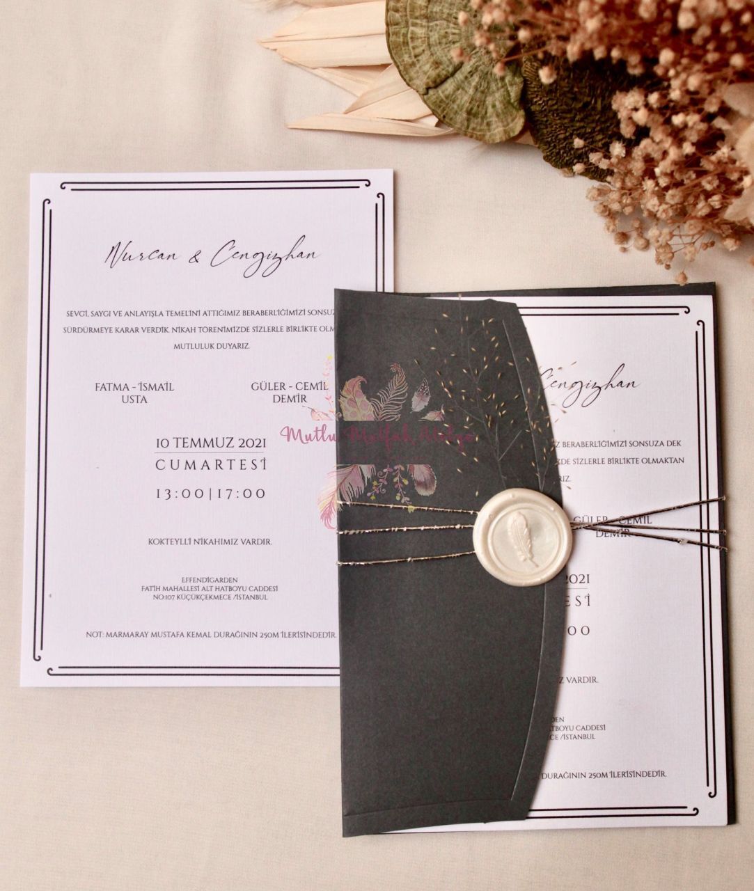 Çiçek Konseptli Davetiye (50 Ad.)