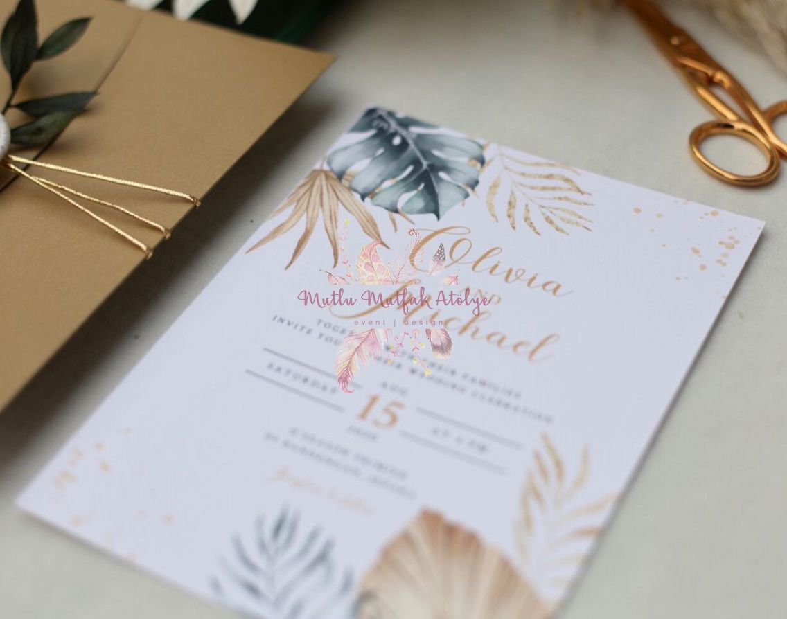 Çiçek Konseptli Davetiye (50 Ad.)