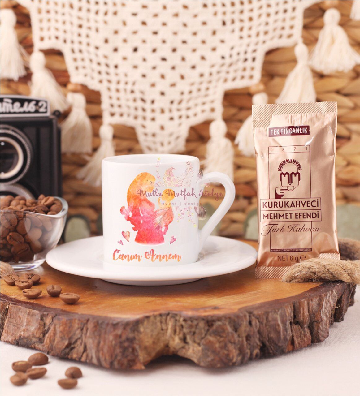 Anneler Günü Canım Annem Türk Kahvesi Fincanı