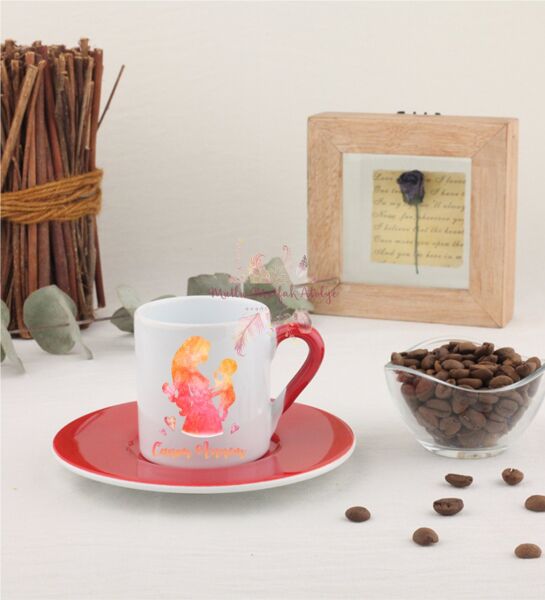 Anneler Günü Canım Annem Kırmızı Türk Kahvesi Fincanı