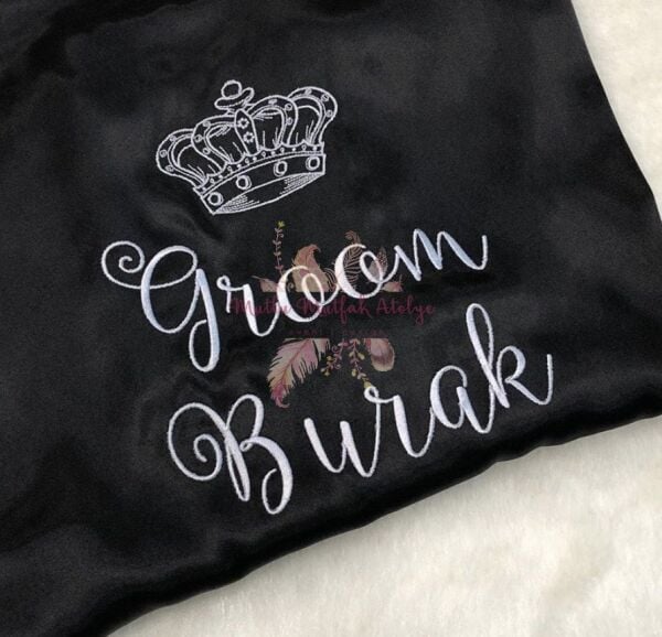 İsimli Nakışlı Uzun Erkek Sabahlık