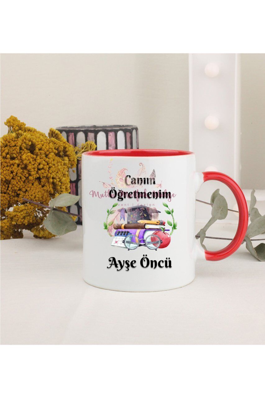 Kişiye Özel Öğretmenler Günü Hediyesi İsimli Canım Öğretmenim Kırmızı Kupa Bardak