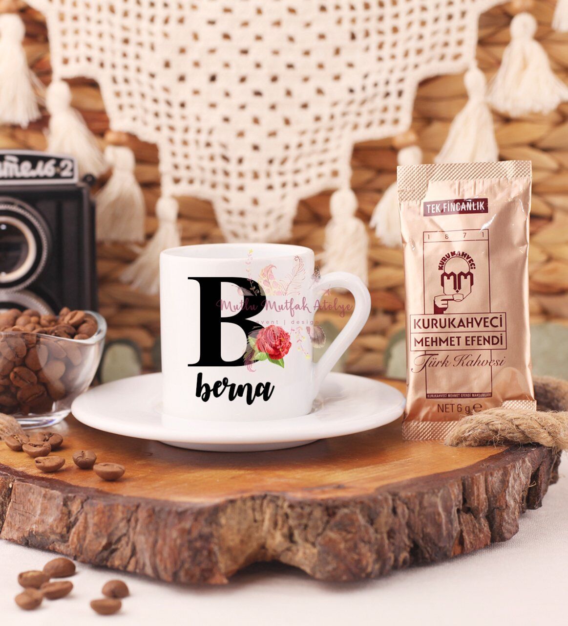 Kişiye Özel Türk Kahvesi Fincanı B Harfi