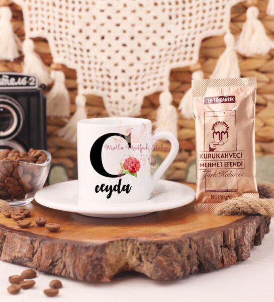 Kişiye Özel Türk Kahvesi Fincanı C Harfi
