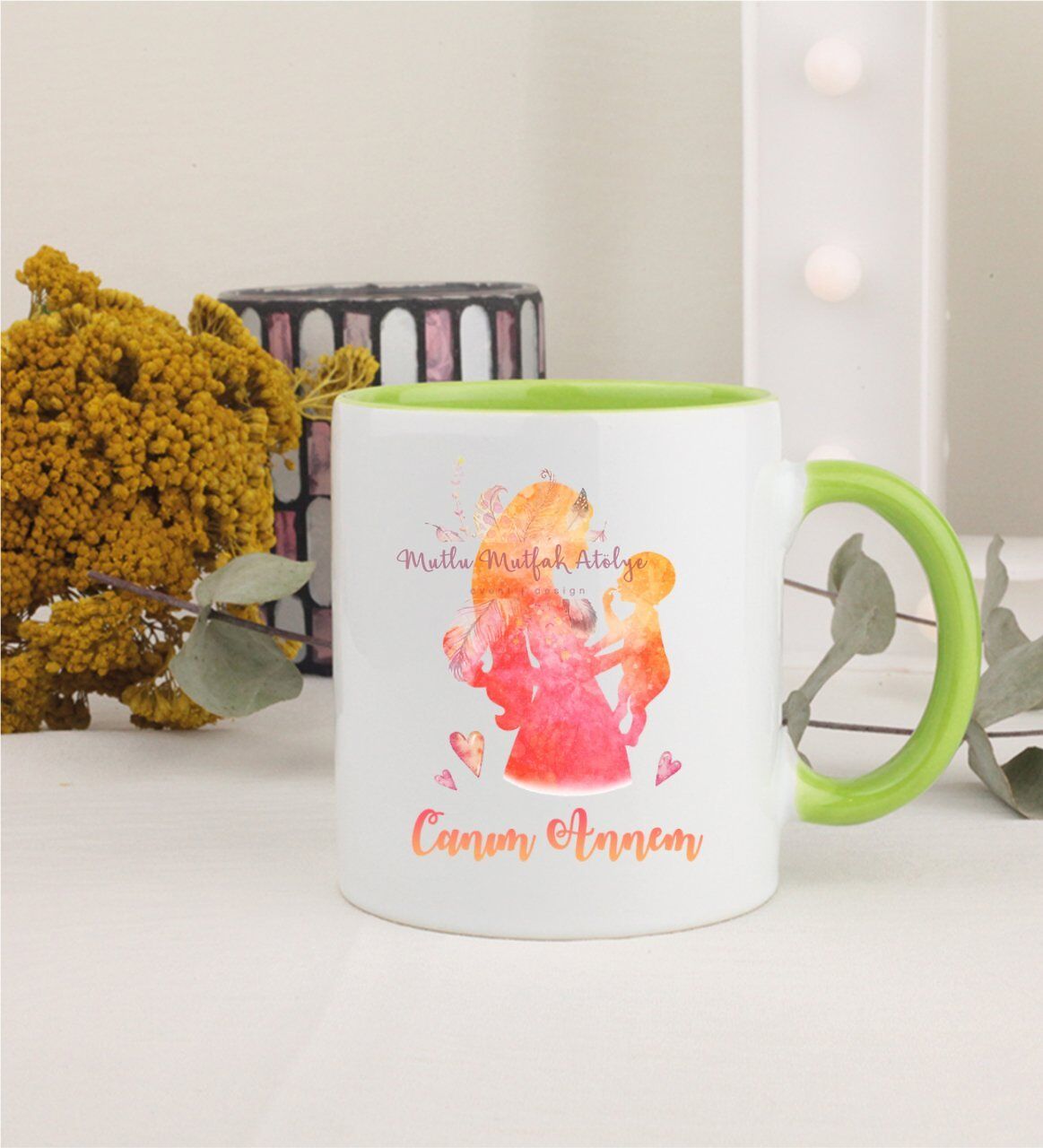 Anneler Günü Canım Annem Yeşil Kupa Bardak