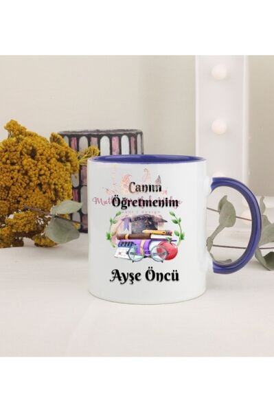 Kişiye Özel Öğretmenler Günü Hediyesi İsimli Canım Öğretmenim Lacivert Kupa Bardak