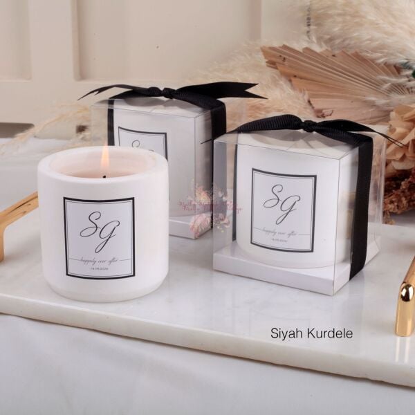 Vanilya Kokulu Kurdeleli Kutulu Beton Mum