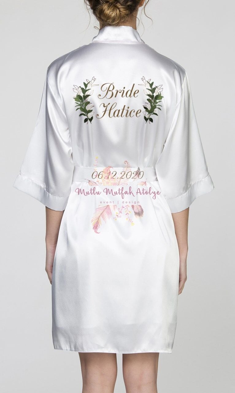 İsimli Baskılı Sabahlık Yeşil Çiçekli