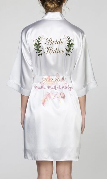 İsimli Baskılı Sabahlık Yeşil Çiçekli