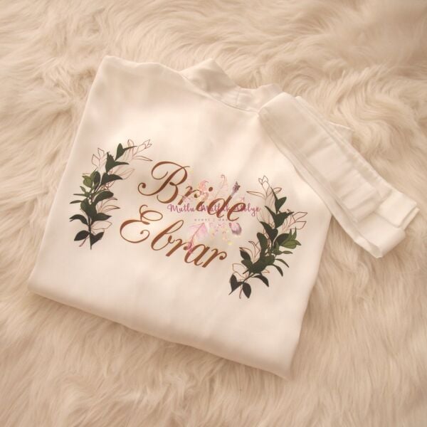 İsimli Baskılı Sabahlık Yeşil Çiçekli