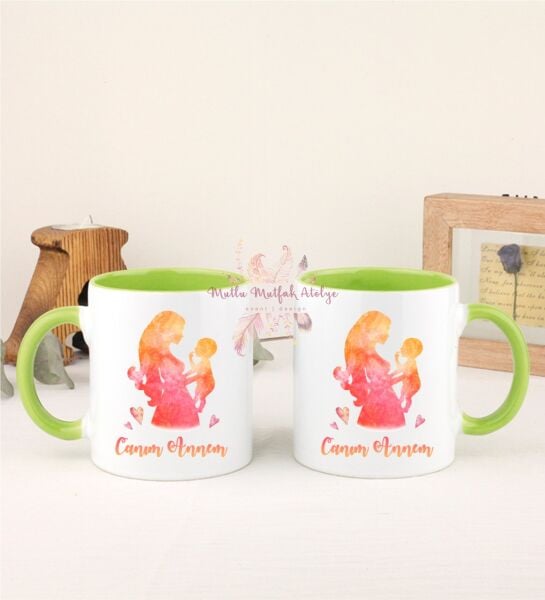 Anneler Günü Canım Annem İkili Yeşil Kupa Bardak