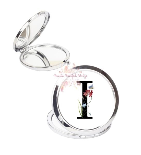 I Harfi Çiçek Desenli Cep Aynası