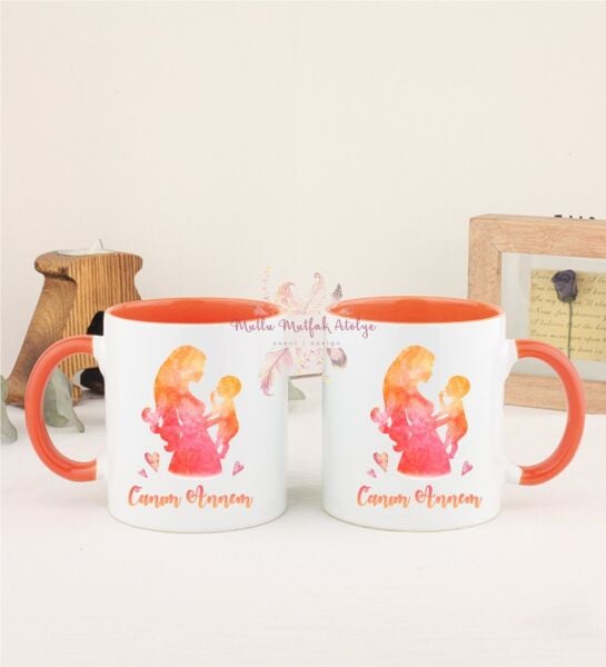 Anneler Günü Canım Annem İkili Turuncu Kupa Bardak