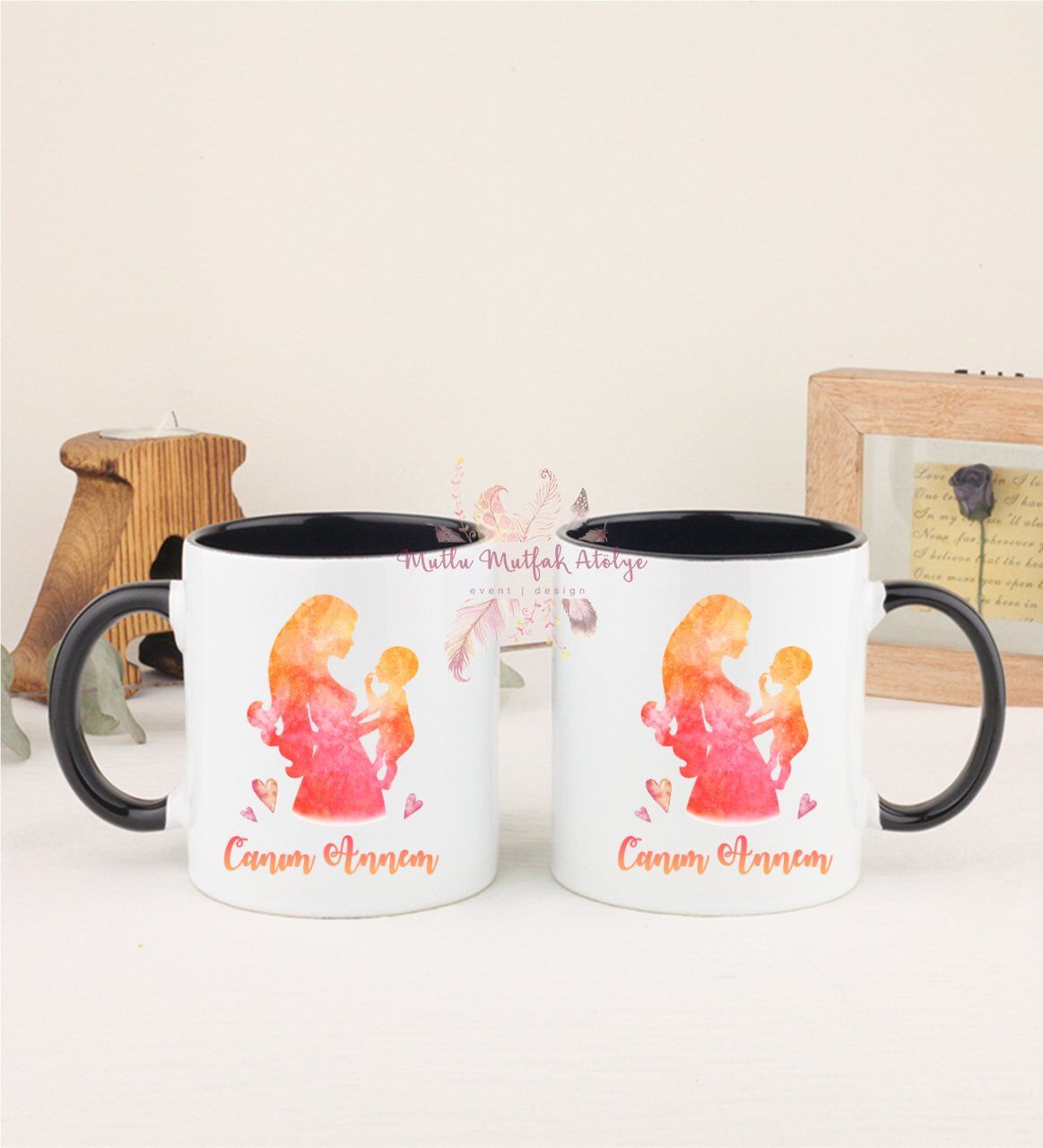 Anneler Günü Canım Annem İkili Siyah Kupa Bardak