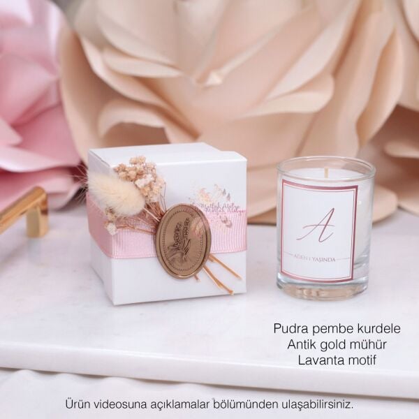 Hediyelik Mühürlü Çiçekli Kutulu Mum