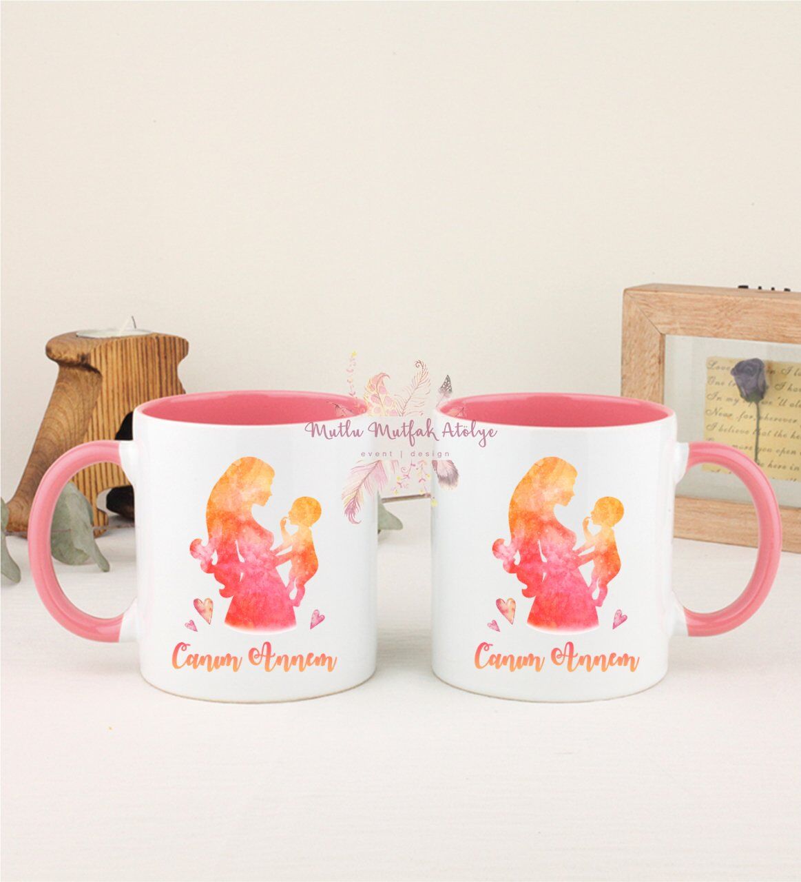 Anneler Günü Canım Annem İkili Pembe Kupa Bardak