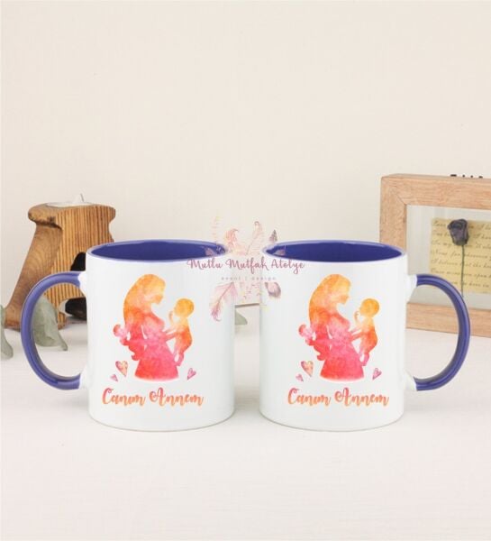 Anneler Günü Canım Annem İkili Lacivert Kupa Bardak