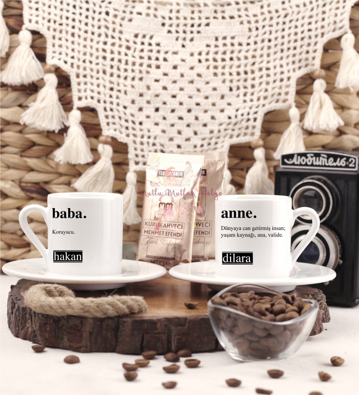 Kişiye Özel Babalar Günü İkili Türk Kahvesi Fincanı