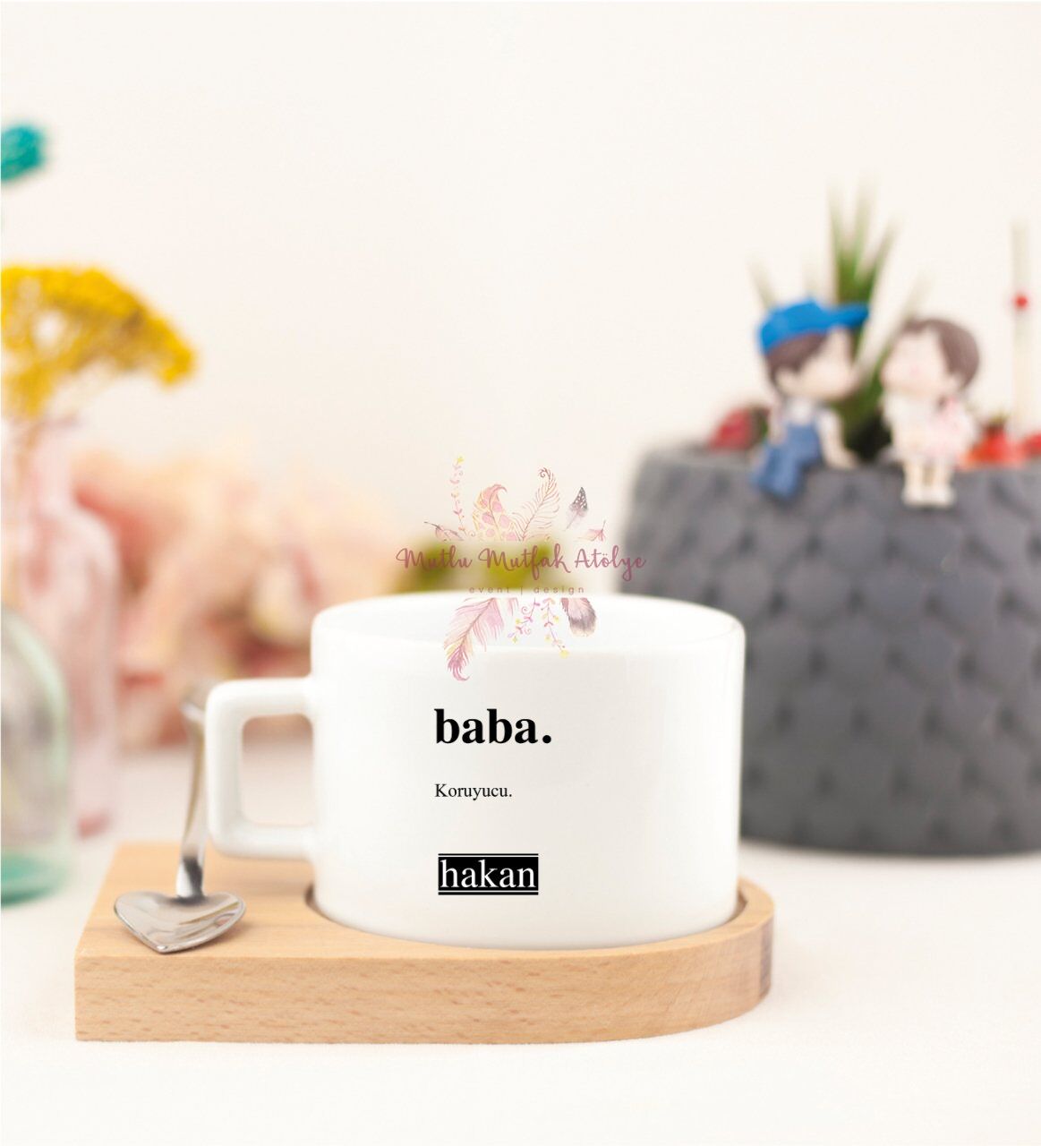 Kişiye Özel Babalar Günü Ahşap Altlıklı Fincan