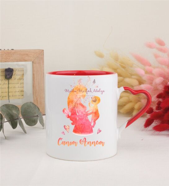 Anneler Günü Canım Annem Kırmızı Kalpli Kupa Bardak