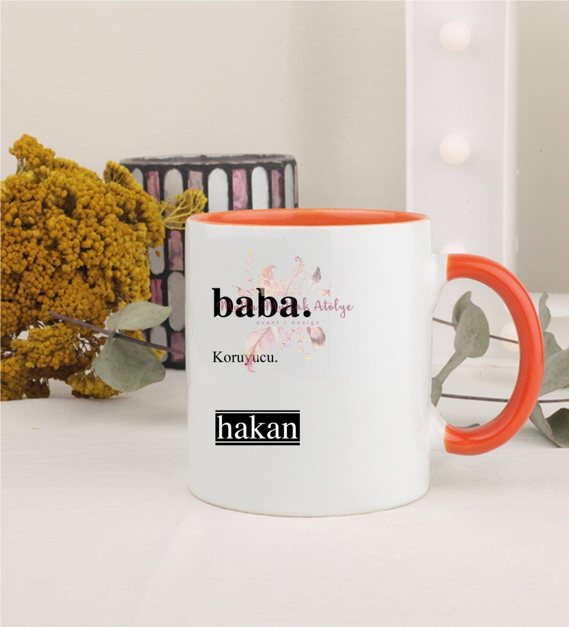 Kişiye Özel Babalar Günü Turuncu Kupa Bardak