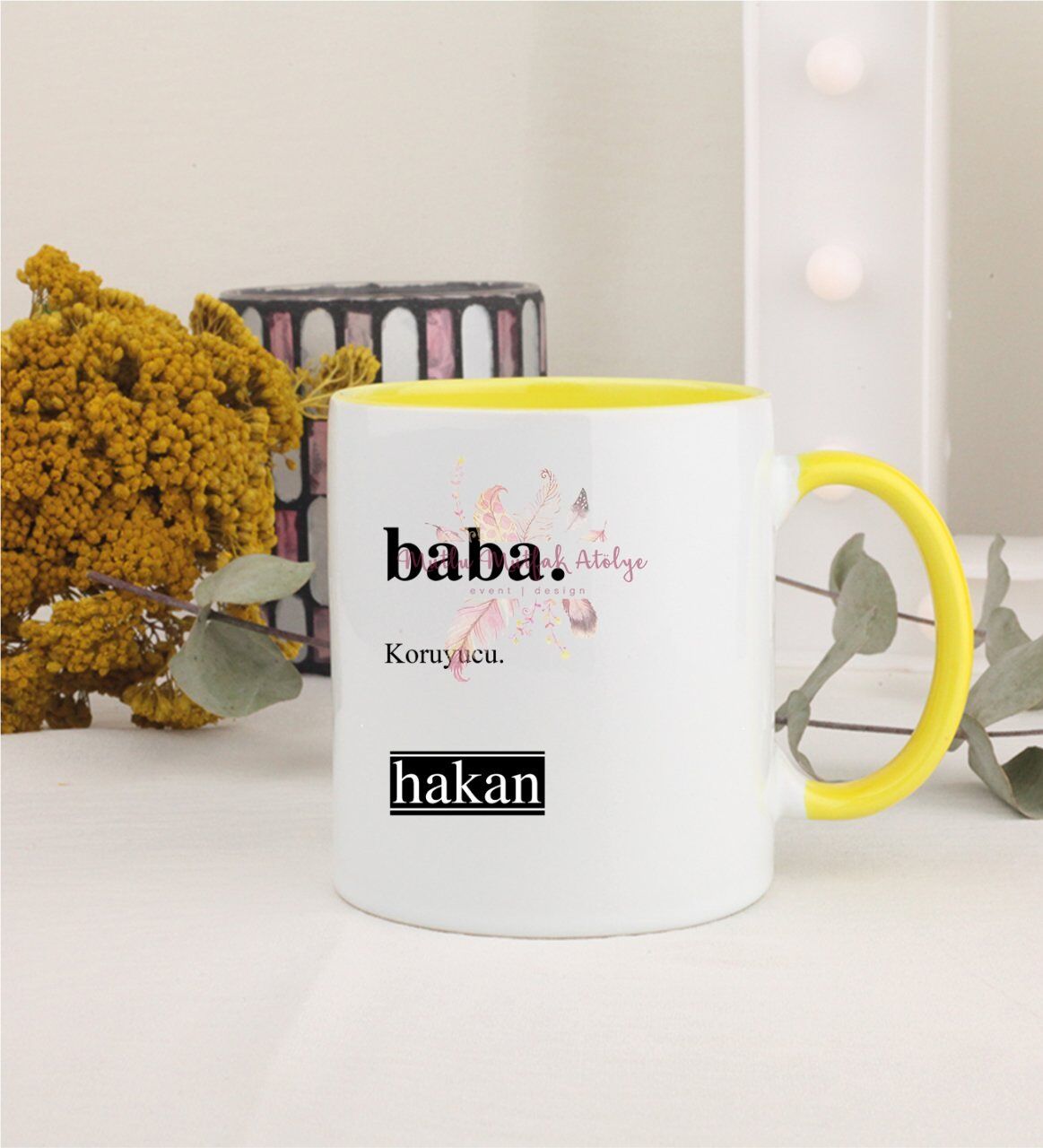 Kişiye Özel Babalar Günü Sarı Kupa Bardak