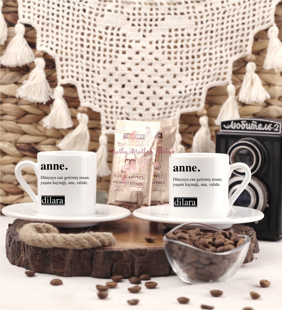 Kişiye Özel Anneler Günü İkili Türk Kahvesi Fincanı