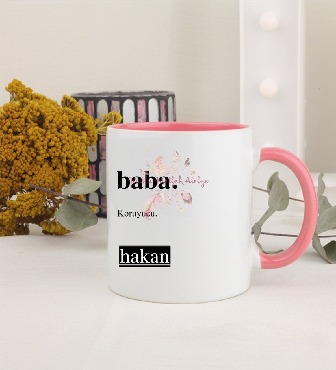 Kişiye Özel Babalar Günü Pembe Kupa Bardak