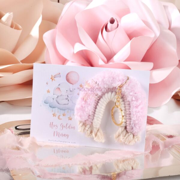 Gökkuşağı Makrome Kartlı Anahtarlık