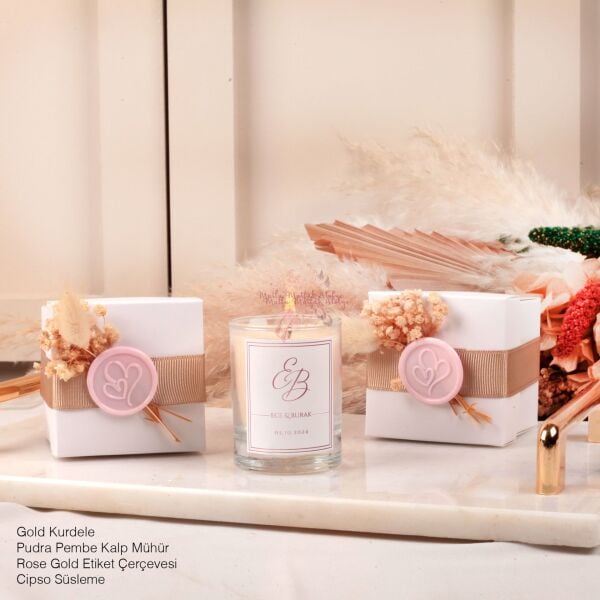 Hediyelik Mühürlü Çiçekli Kutulu Mum