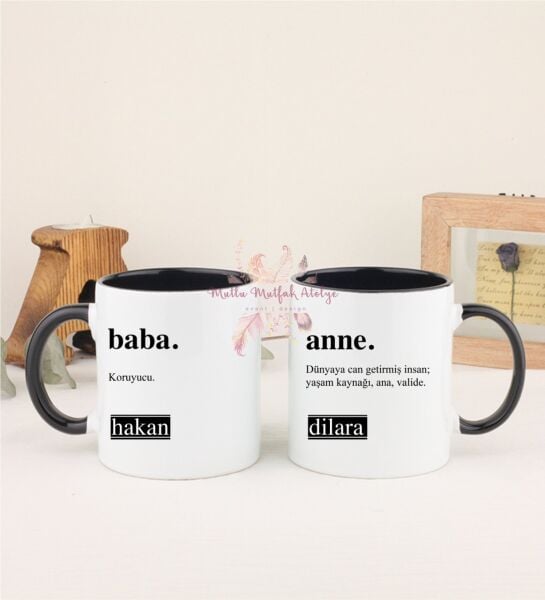 Kişiye Özel Babalar Günü İkili Siyah Kupa Bardak